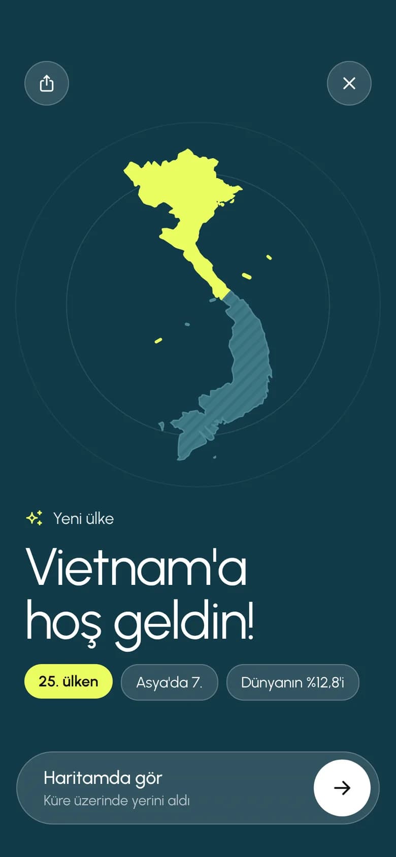 Vietnam'a hoş geldin ekranı